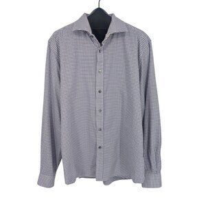 Robert Graham Purple Houndstooth Button Down Wedding Tailored Flit Cuff Size 3XL